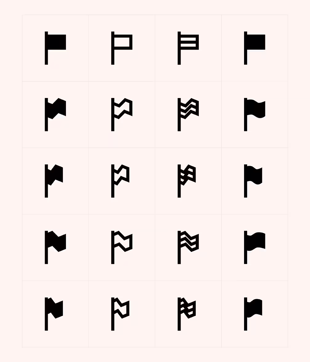 Preview grid of flag icons from the 112-icon set 1/3