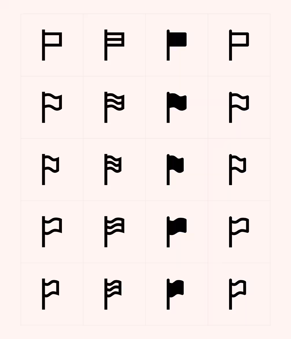 Preview grid of flag icons from the 112-icon set 2/3