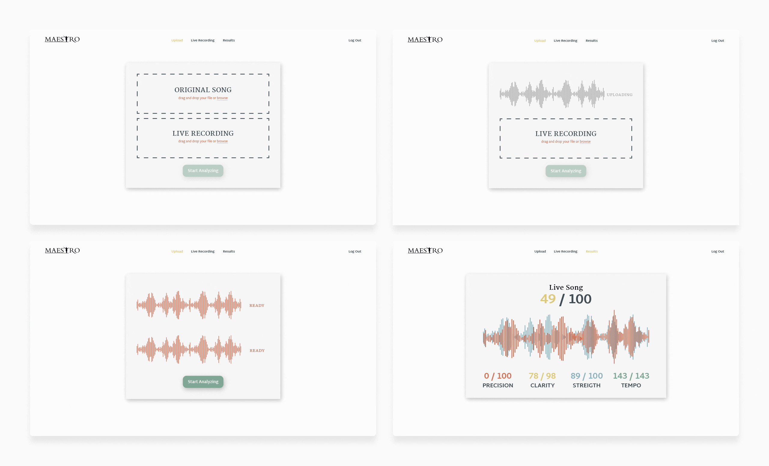 Primary user journey and interface flow for BBC Maestro