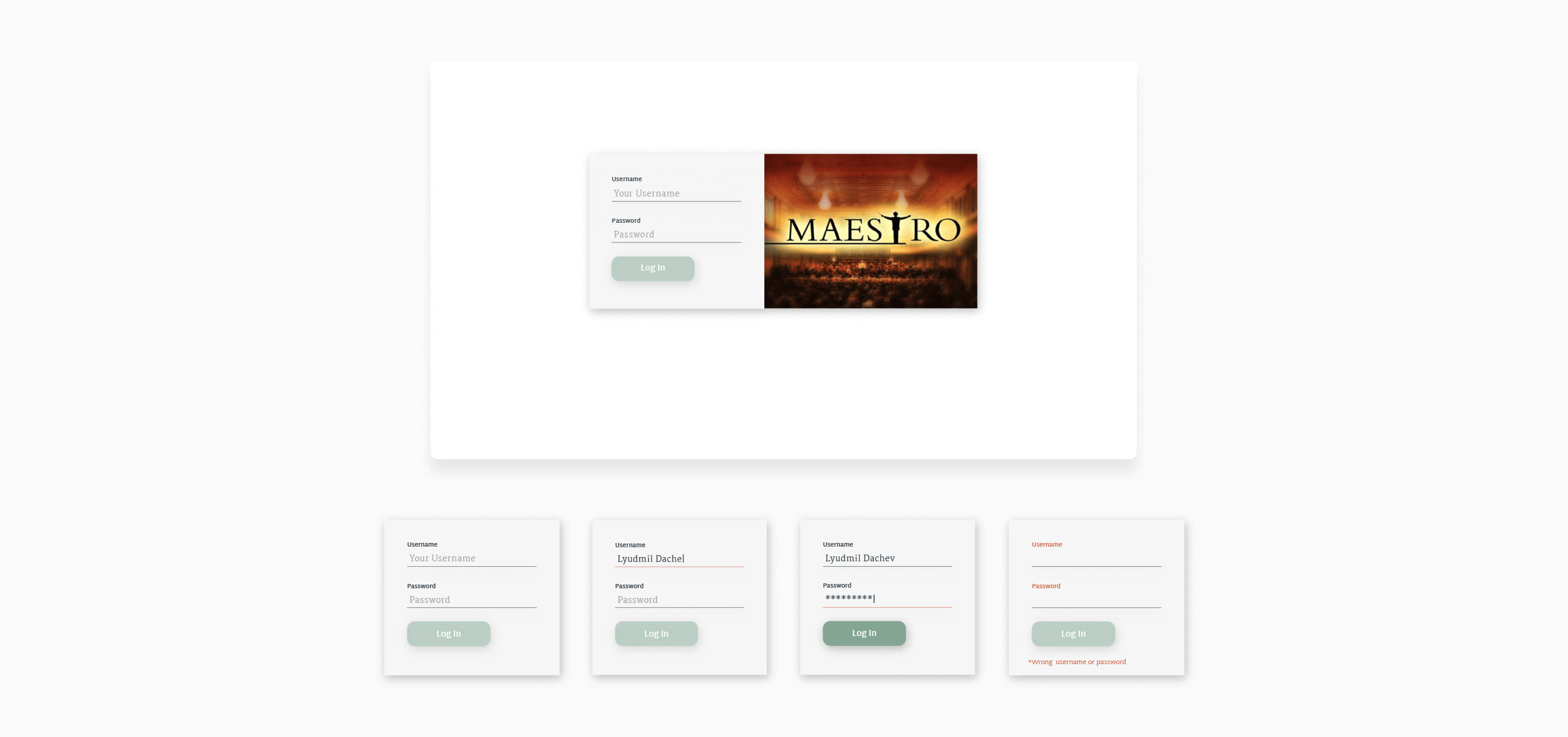 BBC Maestro web app login screen motion study by Lyudmil Dachev