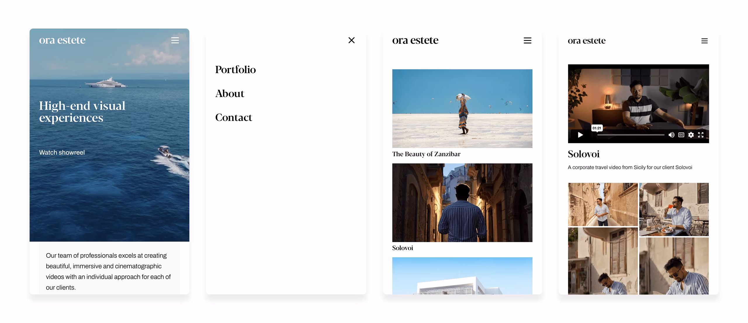 Responsive mobile design for the Ora Estete website