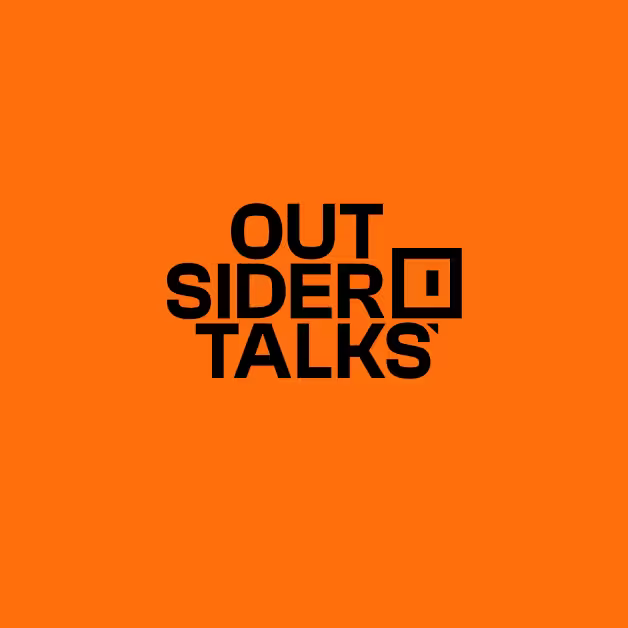 Outsider Talks three-tier stacked logo in orange