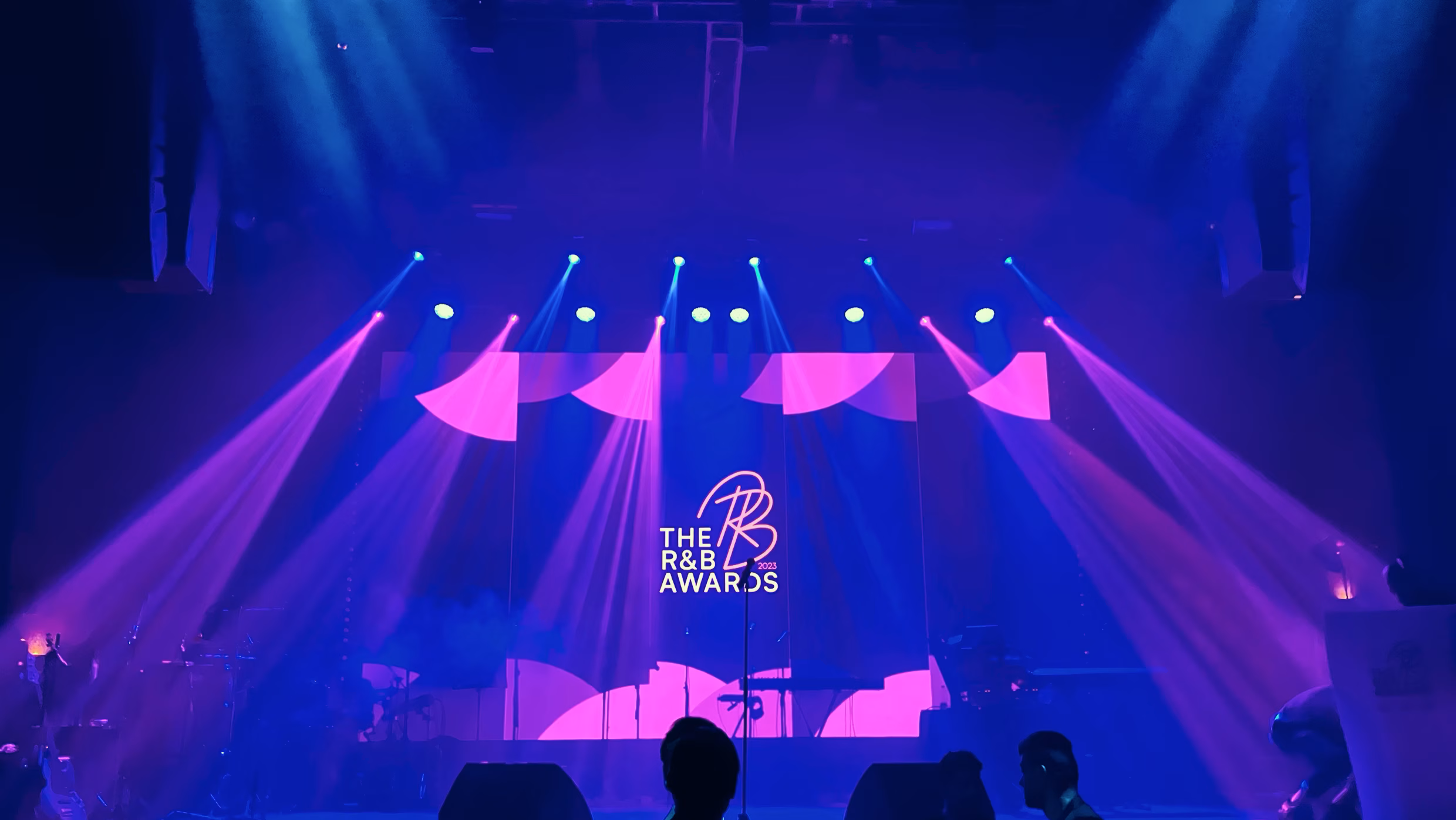 The R&B Awards ceremony stage with logo and key visual on the video wall backdrop — by Lyudmil Dachev.