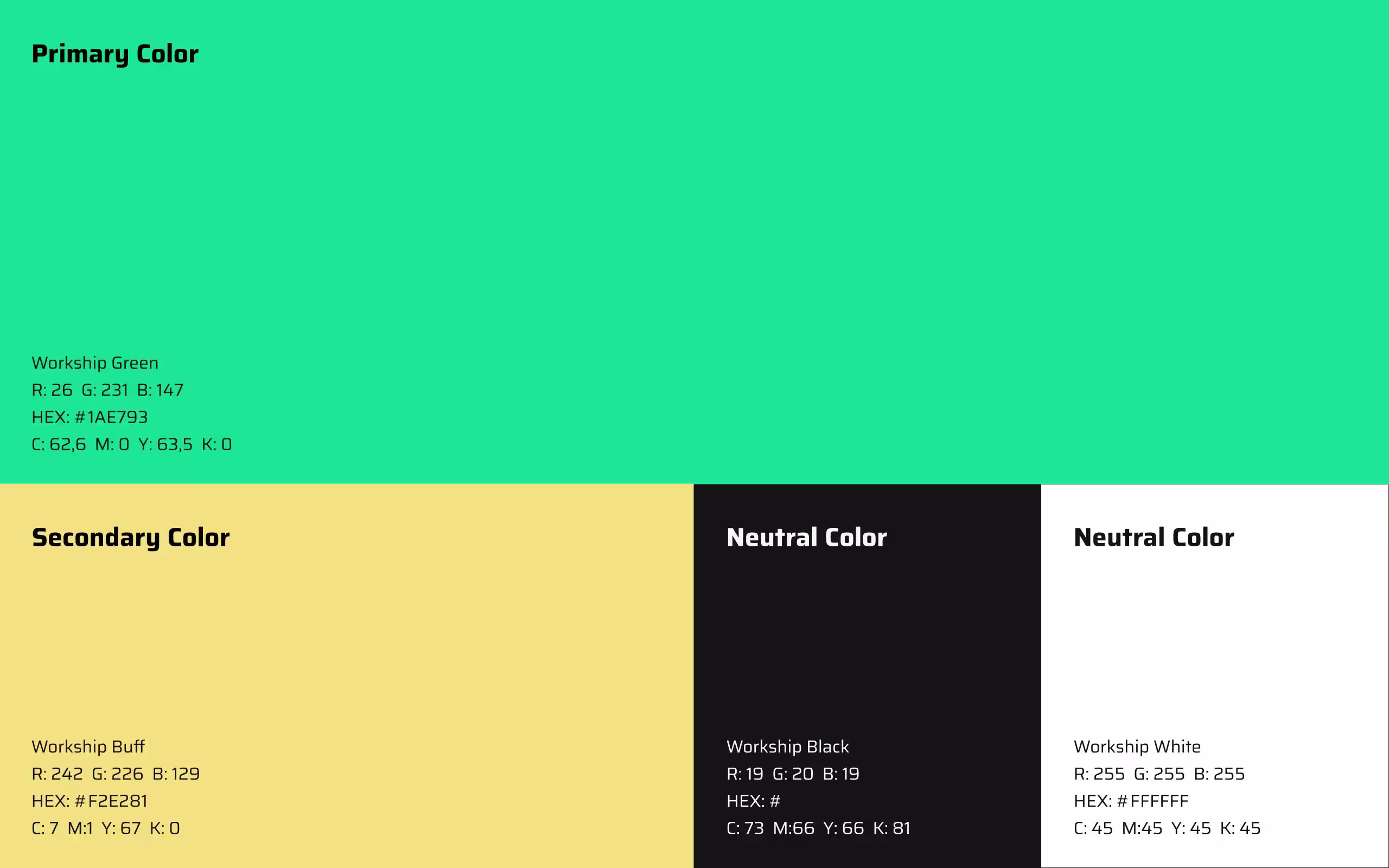 Brand color palette for Workship coworking space